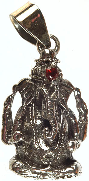 Lord Ganesha Pendant with Garnet on Crest