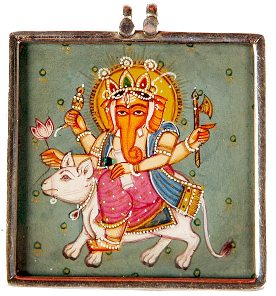 Lord Ganesha Riding His Mount Rat