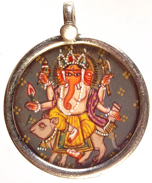 Lord Ganesha Riding His Mount Rat (Pendant)