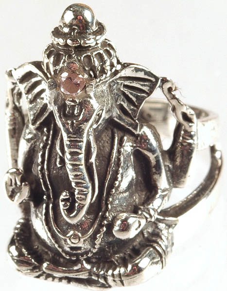 Lord Ganesha Ring with CZ