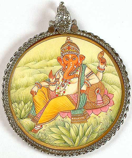 Lord Ganesha Seated in Green Landscape