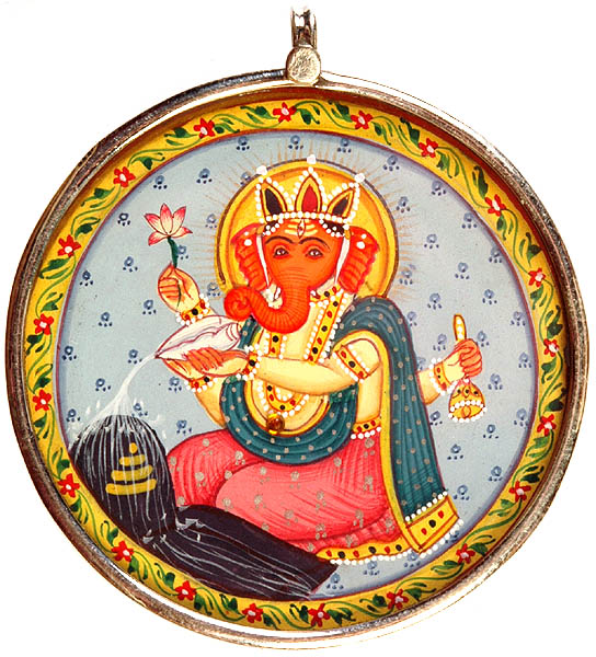 Lord Ganesha Worshipping Shiva Linga (Pendant)