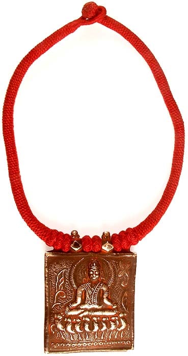 Lord Surya Antiquated Necklace with Ruby Red Cord