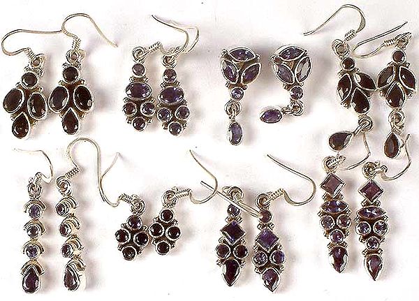 Lot of Eight Faceted Iolite Earrings
