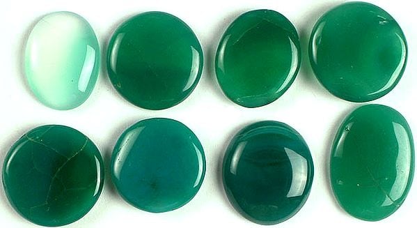 Lot of Eight Green Onyx Cabochons
