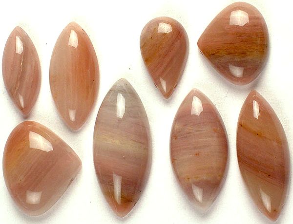 Lot of Eight Side-Drilled Rhodonite Cabochons