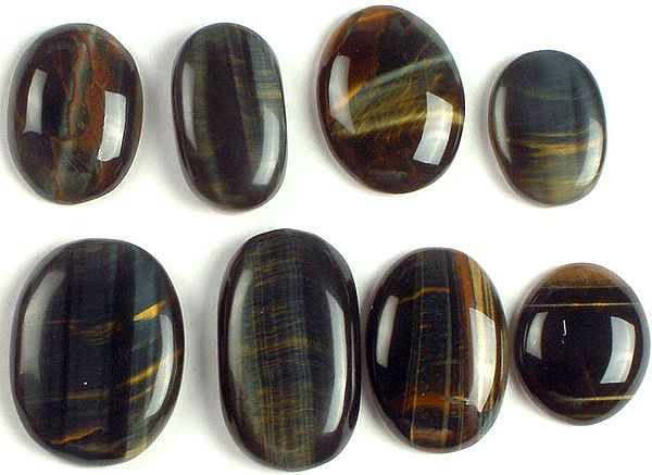 Lot of Eight Tiger Eye Cabochons