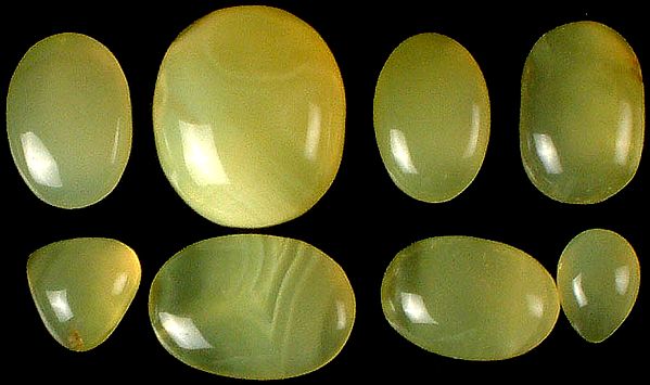 Lot of Eight Yellow Chalcedony Cabochons