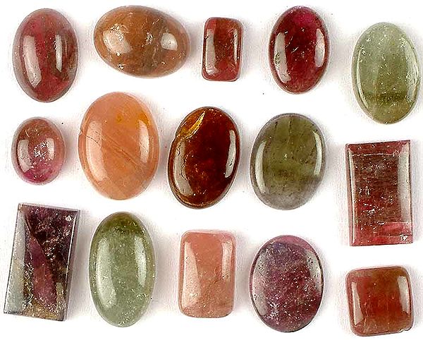 Lot of Fifteen Tourmaline Undrilled Cabochons