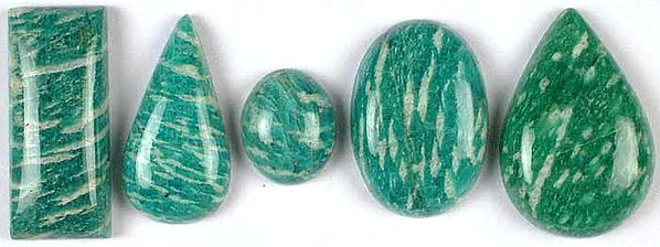Lot of Five Amazonite Undrilled Cabochons