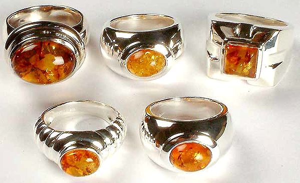 Lot of Five Amber Rings