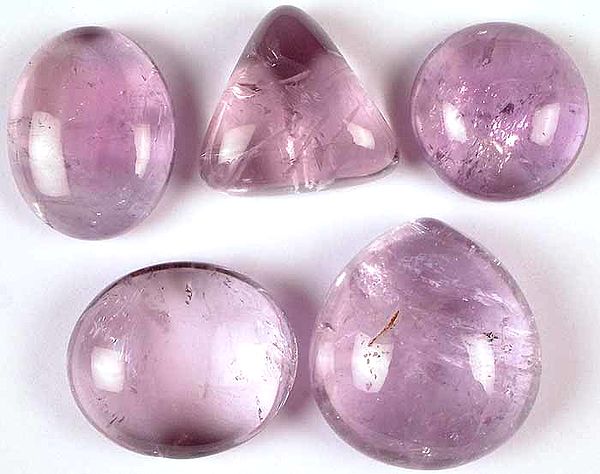 Lot of Five Amethyst Undrilled Cabochons