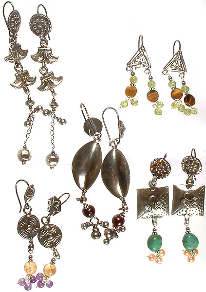 Lot of Five Antiquated Earrings