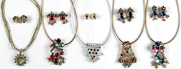 Lot of Five Designer Necklace with Earrings Set