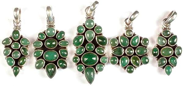 Lot of Five Emerald Pendants