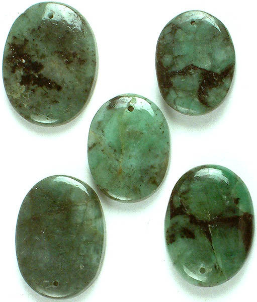 Lot of Five Emerald Top Drilled Cabochons