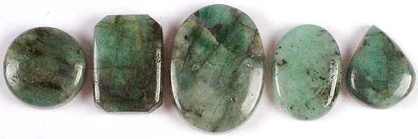 Lot of Five Emerald Undrilled Cabochons