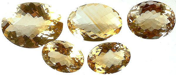 Lot of Five Faceted Citrine Ovals