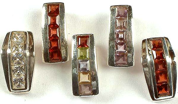 Lot Of Five Faceted Gemstone Pendants
