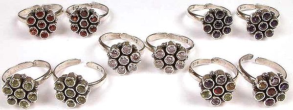 Lot of Five Faceted Gemstone Toe Rings (pairs)