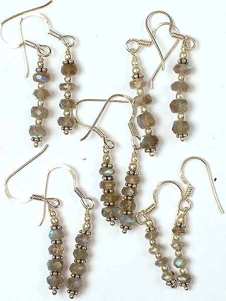 Lot of Five Faceted Labradorite Earrings