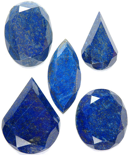 Lot of Five Faceted Lapis Lazuli Shapes