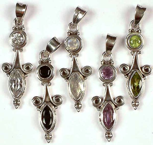 Lot of Five Faceted Pendants
