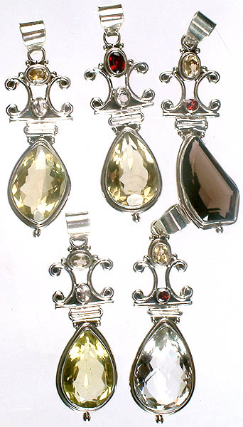 Lot of Five Faceted Pendants