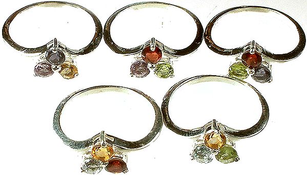 Lot of Five Faceted Rings