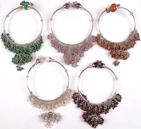 Lot of Five Gemstone Gypsy Bracelets