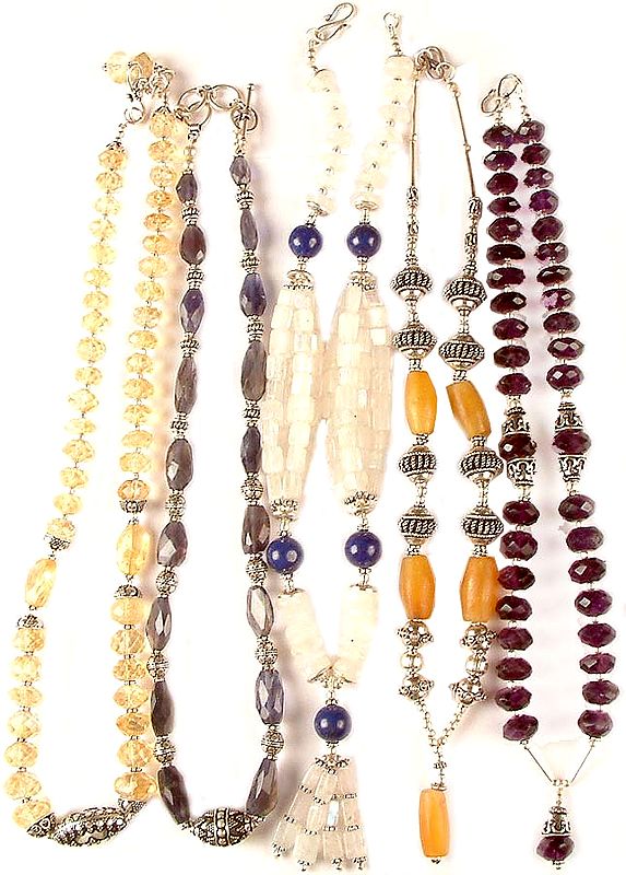 Lot of Five Gemstone Necklaces