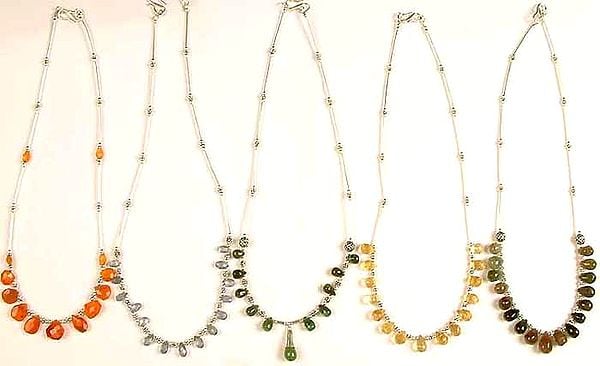 Lot of Five Gemstone Necklaces