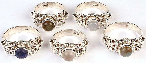 Lot of Five Gemstone Rings