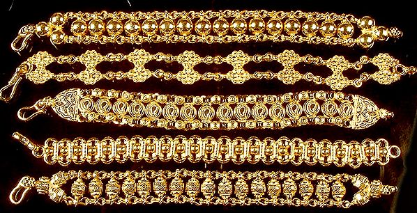 Lot of Five Gold Plated Bracelets