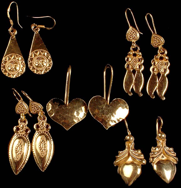 Lot of Five Gold Plated Earrings