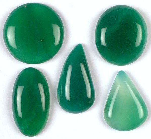 Lot of Five Green Onyx Undrilled Cabochons