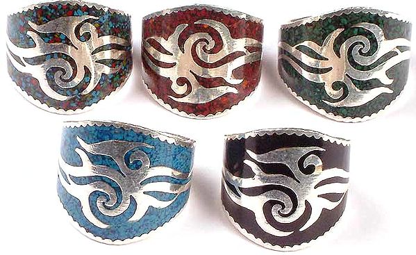 Lot of Five Inlay Rings