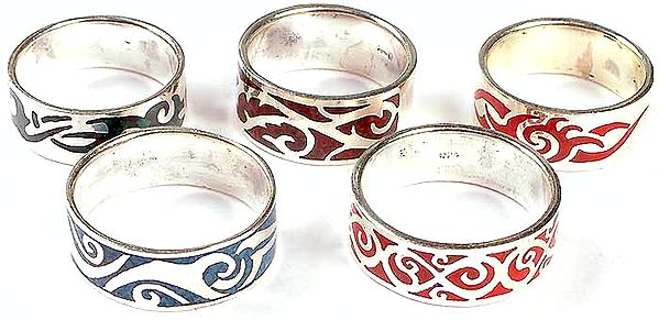 Lot of Five Inlay Rings