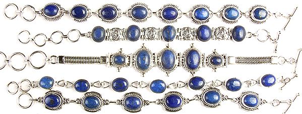 Lot of Five Lapis Lazuli Bracelets