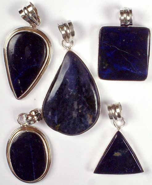 Lot of Five Lapis Lazuli Pendants