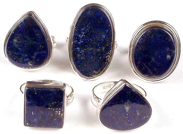Lot of Five Lapis Lazuli Rings