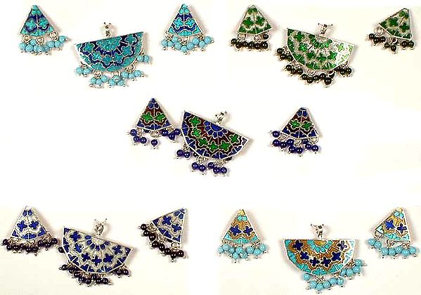 Lot of Five Meenakari Pendant & Earrings Sets