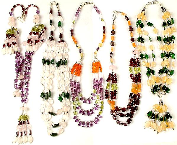 Lot of Five Multi Strand Beaded Necklaces