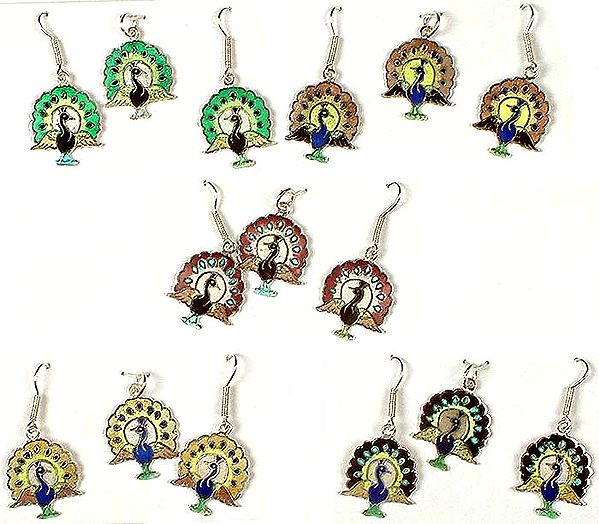 Lot of Five Peacock Pendant & Earrings Sets