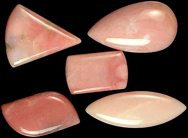 Lot of Five Pink Opal Cabochons
