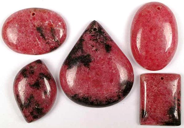 Lot of Five Rhodochrosite Cabochons (Both Top and Side-Drilled)