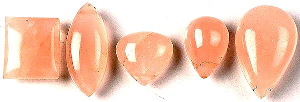 Lot of Five Rose Quartz Drilled and Undrilled Cabochons