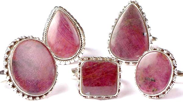 Lot of Five Ruby Rings