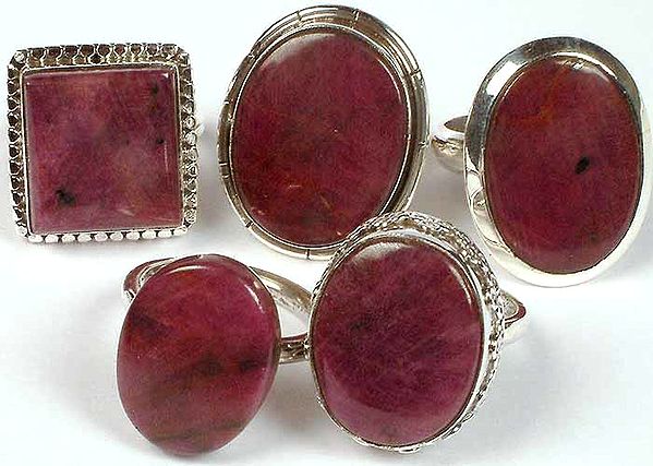 Lot of Five Ruby Rings