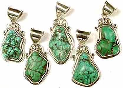 Lot Of Five Rugged Turquoise Pendants